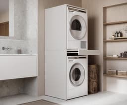 Badkamerkast Hoge Kast - Wasmachinekast Opbergkast - Wassen En Drogen - Uittrekbaar Werkblad - 66 cm Breed - Cashmere — thumbnail 3