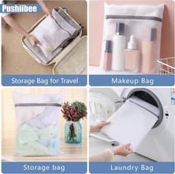 Wasnet voor Wasmachine, 6 Stuks Waszak Wasmachine, 4 Maten Waszak met Rits Waszaks Groot Mesh Waszakken voor Sokken Kleding Beddengoed voor Ondergoed en Reis — thumbnail 2