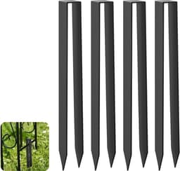 SnelShoppen - 4 Stuks Rozenboog Grondankers U-Vormig - Poedercoated Staal - Zwart - 300mm voor Tuin, Feest en Buitengebruik — thumbnail 1