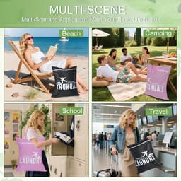 Reiswaszakken Set van 2, Waterdichte Sporttassen voor Vuile Was, Ideaal voor Vakantie en Camping (Roze + Zwart) — thumbnail 3
