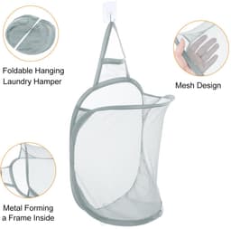 Dailygoods - 2 Pack Hangende Waszakken - Vouwbare Mesh Wasmand met Haken voor Vuile Kleding — thumbnail 4
