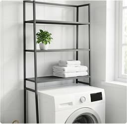 Wasmachine rek - 157x65x28 cm - zwart — thumbnail 2
