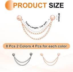 Wasknijpers, ronde klemmen met ketting, kledingklemmen, hijab-magneten, kleding, sjaals, benen, broeken, broches, zwart/roségoud — thumbnail 5