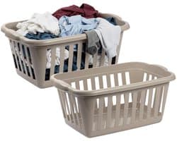 Storage Solutions Wasmand van 40 liter - 2x - 60 x 40 x 26 cm - - taupe - kunststof - wasgoed manden - huishouden