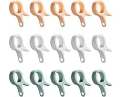 15 stuks- wasknijpers-wasknijpers kunststof -wasknijpers groot-wasknijpers plastic -Droogrek Knijpers -Knijpers-Binnen en Buiten-Strandlaken Knijpers - Badlaken Clips -Voor Handdoeken, Hoed, Jurken,Badhanddoek-Winddicht-Anti Slip-Drie kleuren