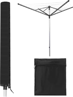 droogmolen hoes-Beschermhoes-Zwart-droogmolen hoes universeel-420D Oxford-stof -Heavy Duty Roterende Waslijn Afdekking- Waterdicht-voor Tuin, Binnenplaats, Buiten-Inclusief opbergtas-16x16x180CM — thumbnail 1