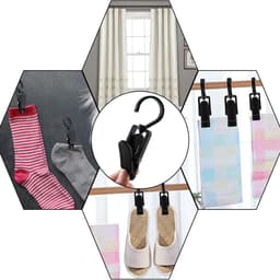 Set van 20 washaakjes met clips – Washaakjes met klem – Ophanghaken – Opbergclips voor de kast – Kunststof – Zwart — thumbnail 4