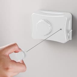 Uittrekbare Waslijn - Wasrek Binnen - Kleding Drogen - Niet Doorhangend - 5.1 Meter - Wit — thumbnail 1