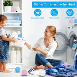 Wasbal voor wasmachine, 6 stuks wasballen voor wasmachine, herbruikbare droogballen, wasdroger, droogbal voor thuis, kleding en reiniging | Droogballen dons voor het reinigen van huiskleding — thumbnail 5