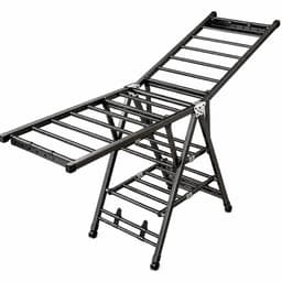 DPLUNIQ Kledingrek - Wasrek - Droogrek - Droogtoren - 3 Lagen - Opvouwbaar - Met Wielen - 160x46x102,5cm - IJzer - Zwart — thumbnail 2