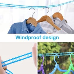 Fyfanie - Windbestendige Waslijn -Blauw - 5 meter - Antislip waslijn voor buiten en binnen - tegen wegwaaien kledinghangers — thumbnail 1