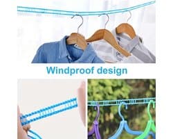 Fyfanie - Windbestendige Waslijn -Blauw - 5 meter - Antislip waslijn voor buiten en binnen - tegen wegwaaien kledinghangers