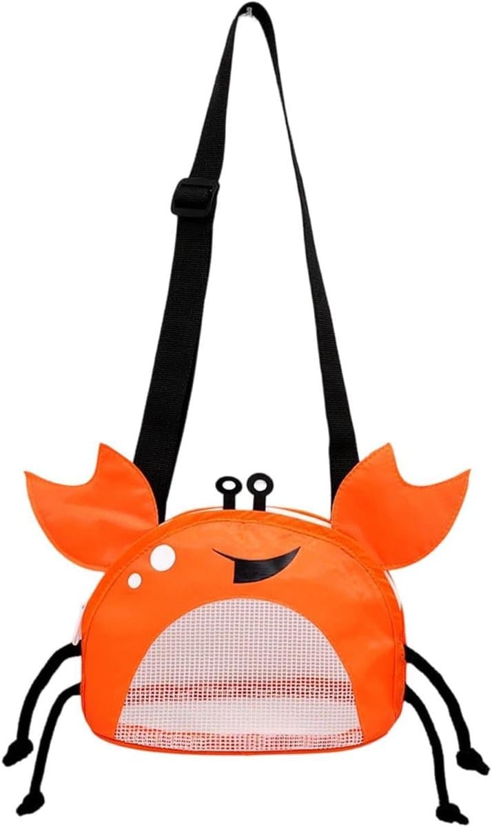Netzak Krabvormig - Schelpen Tas - Strand Speelgoed - Verstelbare Banden - 18x14x10 cm - Oranje — afbeelding 1