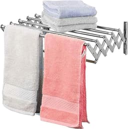 Droogrek Kleding - Handdoekhouder Muur - Ruimtebesparend Drogen - Roestvrij Staal - 70 cm - Zilver — thumbnail 1