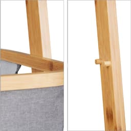 handdoekhouder bamboe - 3 stangen - met wasmand - 139 x 43,5 x 33 cm - badkamer — thumbnail 4