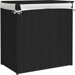 vidaXL - Wasmand - met - 2 - vakken - 53x35x57 - cm - poly - rattan - zwart — thumbnail 4