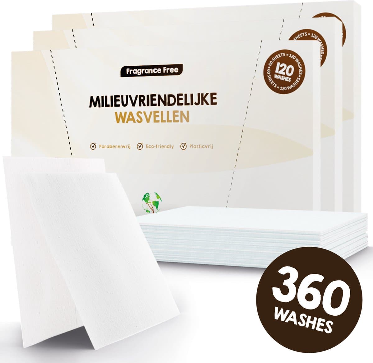 Mr. Green Mind Wasstrips ECO 360 Wasbeurten Parfum Vrij Wasmiddel Milieuvriendelijke Wasstrips Wasmiddel Voordeelverpakking incl. wasverzachter — afbeelding 1