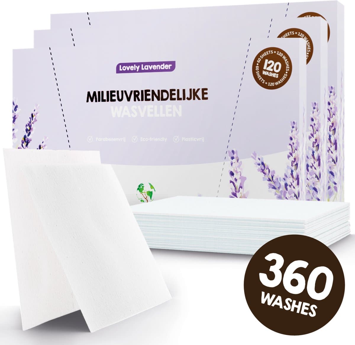 Mr. Green Mind Wasstrips ECO 360 Wasbeurten lavendel Lovely lavender Wasmiddel Milieuvriendelijke Wasstrips Wasmiddel Voordeelverpakking incl. wasverzachter — afbeelding 1