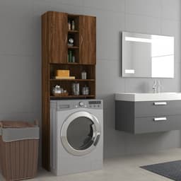 Wasmachine ombouw - Kast - Opbouwmeubel - Verhoger - Wasmachine meubel - Opbergkast - Hout - 64x25,5x190 cm - Bruin Eiken — thumbnail 1