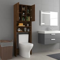 Wasmachine ombouw - Kast - Opbouwmeubel - Verhoger - Wasmachine meubel - Opbergkast - Hout - 64x25,5x190 cm - Bruin Eiken — thumbnail 3