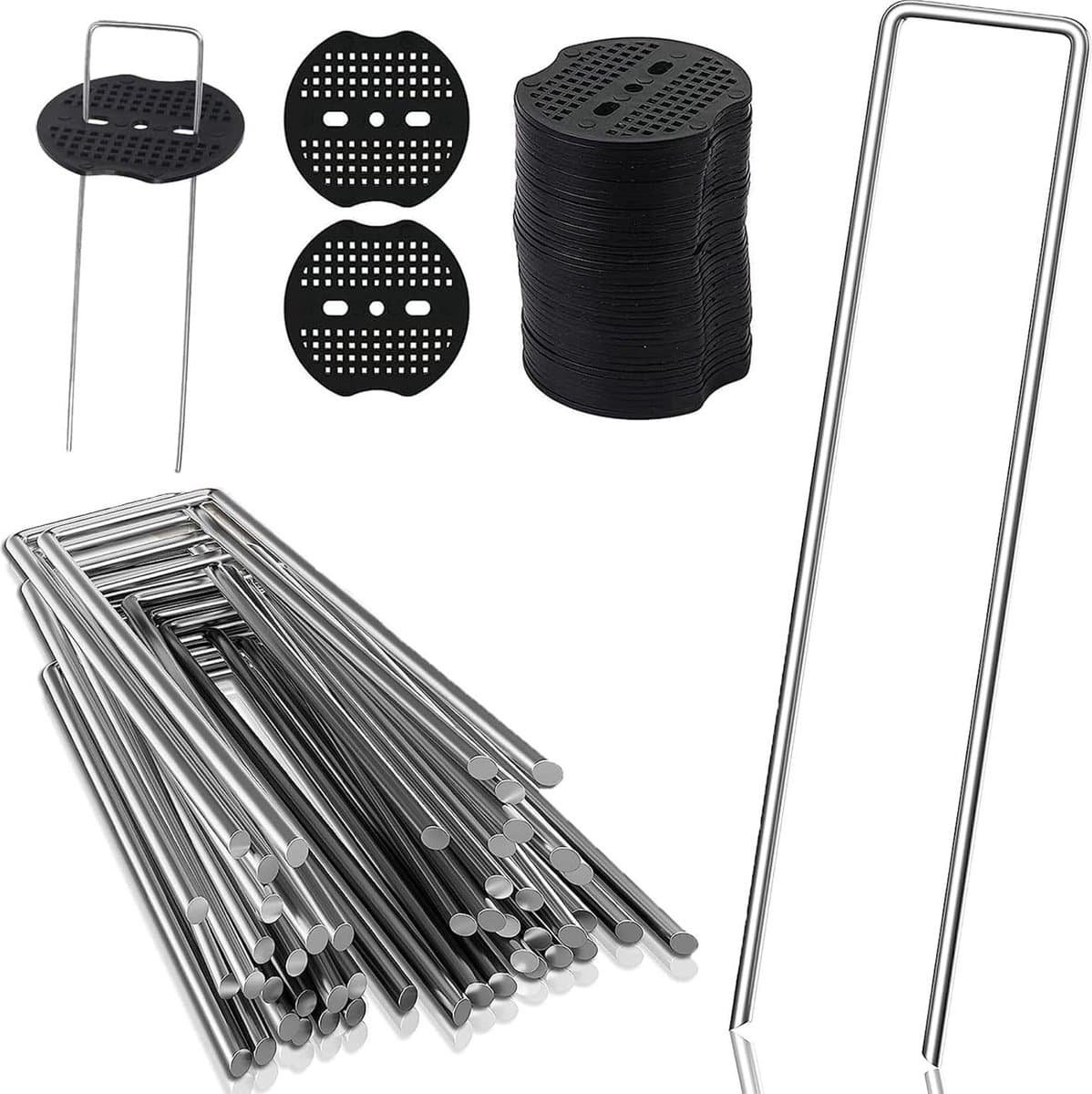 Stabiele grondankers voor onkruidvlies - 50 stuks, camping en omheining - 150 mm lang 40 mm breed Ø 4 mm — afbeelding 1