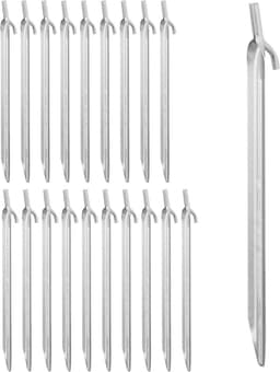Tent tentharingen set 20 stuks - grondankers harde ondergronden - tenten paviljoenen - 30 cm staal zilver — thumbnail 1