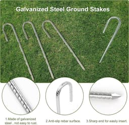Tentharingen verzinkt 12-delig grondanker tentaccessoires - campingtent camping schommel - trampolineliften - 8 mm x 30 cm — thumbnail 4