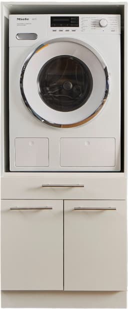 Interiax WASHWALL 'Mary' Wasmachine of Droogkast Ombouwkast Wit – Met 1 Lade voor Wasmand en 1 Opbergvak met 2 deuren - Wasmachinekast- 162x67.5x67.5 cm — thumbnail 1