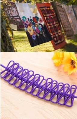 Reiswaslijn met 12 haringen, campingwaslijn, mobiele waslijn voor reizen, vakantie, outdoor, camping, slaapzaal (2 stuks, paars) — thumbnail 5