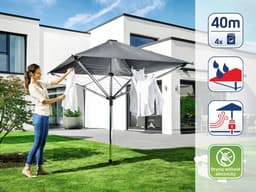 Leifheit droogmolen Linoprotect 400 met waterdicht dak - incl. bodemhuls - 40 m drooglengte - 4 wasmachineladingen — thumbnail 5