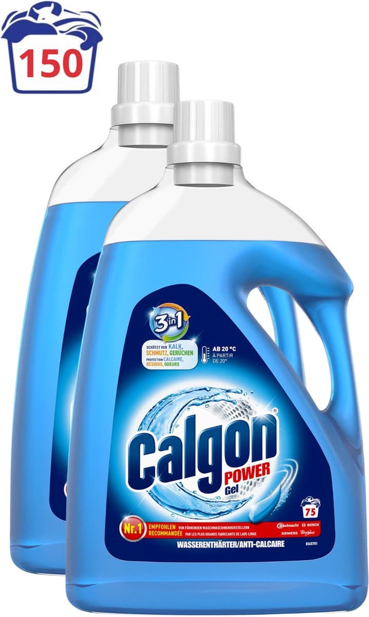 Calgon 3-in-1 Power Wasmachinereiniger Gel – 150 wasbeurten (2 x 3.75 l) — afbeelding 1