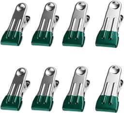 Metalen Wasknijpers - Kledingklemmen Organizer - Huishoudelijk Gebruik - Roestvrijstalen Constructie - 8 Stuks - Groen — thumbnail 1