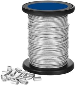 Staalkabel Set - Waslijn Staaldraad - Huishoudelijk Gebruik - PVC Gecoat - 50 meter - Zilverkleurig — thumbnail 1