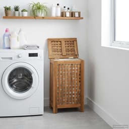 vidaXL - Wasmand - Naturel - 35 - x - 25 - x - 60 - cm - Massief - Teakhout — thumbnail 3