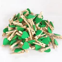 Houten Wasknijpers - Mini Clips - Decoratie en Knutselen - Hartvormig Design - 3 cm - Groen — thumbnail 4