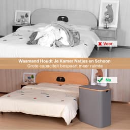 REN® Wasmand 2 Vakken - Wasmand - Wassorteerder - Grijs - 40cm x 20cm x 60cm — thumbnail 2