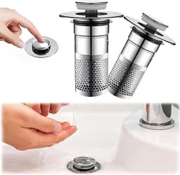 Verwijderbare wastafelkappen, duurzame filters voor badkamer en keuken, insectenbescherming en geurfilter, set van 2 — thumbnail 1