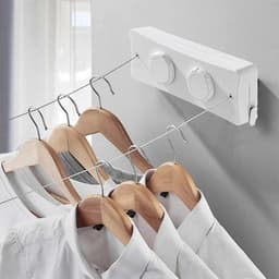 Verstelbare Waslijn van 30 cm, Muurbevestiging met Dubbele Touw, Ideaal voor Binnen en Buiten Gebruik, Ruimtebesparend en Handig voor Droog Kleding — thumbnail 4
