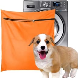 WiseGoods Luxe Huisdieren Waszak 70x80 Met Rits - Grote Polyester Waszak Tegen Dieren Haren - Honden / Katten / Paarden - Oranje — thumbnail 1