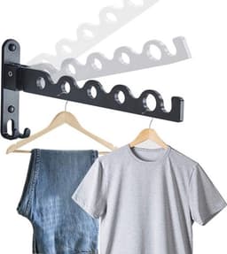 Kledingdrooghaak voor op het balkon, opvouwbaar kledingdroogrek voor buiten, aan de muur te bevestigen kledingdroogstang geschikt voor voorgeboorde gaten. — thumbnail 3