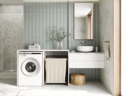 Wasmachinekast - Badkamerkast Opbouw - Ruimte Organiseren - Modulaire Constructie - 130 cm Breed - Mat Wit — thumbnail 3