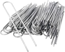 Grondankers U-vorm - Tuinharingen ankers - Tuin vastzetten - Verzinkt staaldraad - 100 stuks 200mm - Zilver — thumbnail 1