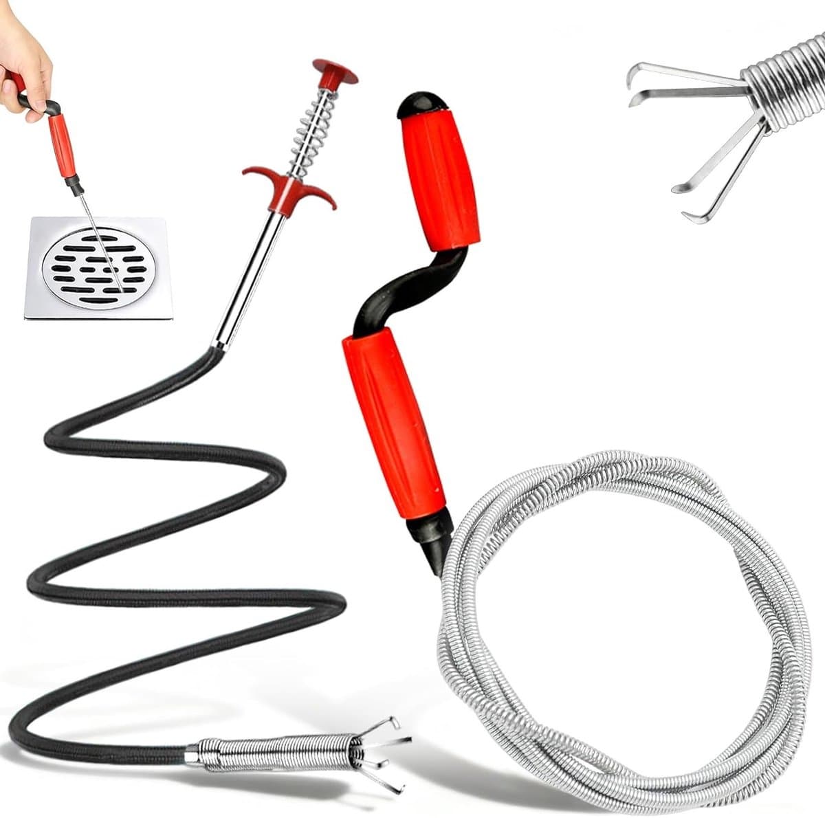 Reinigingsspirale voor Afvoeren, 6 m x 6 mm, Universele Handmatige Crank met Flexibele Grijper, Effectieve Oplossing voor Hardnekkige Verstoppingen en Afvoerproblemen — afbeelding 1