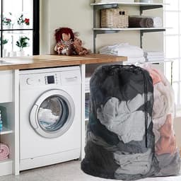 Grote Herbruikbare Waszak van Mesh, 60 x 90 cm, Ideaal voor Kleding, Broeken en Hemden, Met Sluitkoord — thumbnail 2