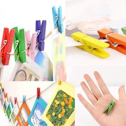 GELLDG Houten Wasknijpers - Mini Klemmen - 10 Kleuren Natuurlijk Hout - Met Roestvrijstalen Veer - 100 Stuks - Geschikt voor Waslijn En DIY Decoratie - Multicolor — thumbnail 4