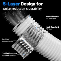 PromoHome PVC Afzuigslang 100mm, 3m Flexibele Ventilatieslang met 2 RVS Slangklemmen - Aluminium/PVC 5-laags, Geluidsisolerend, voor Mobiele Airco, Droger en Ventilatie — thumbnail 4