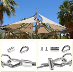 Dailygoods- Metaalkabel 2 mm x 10 m - Staalkabelset - Roestvrij staal 304 - Oogjes - Klimhulp - 14 Stuks - Staalkabel — thumbnail 2
