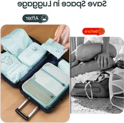 Reisorganiser Set van 8 inpakken kubussen met schoenen- en waszakken, ideaal voor reizigers en vrouwen, blauw — thumbnail 3