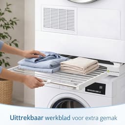 Universeel Wasmachine en Droger Stapelrek – In Hoogte Verstelbare Wasmachine Standaard met Werkblad – Metaal Wasmachine Rek – Ruimtebesparend Wasmachine Meubel — thumbnail 2