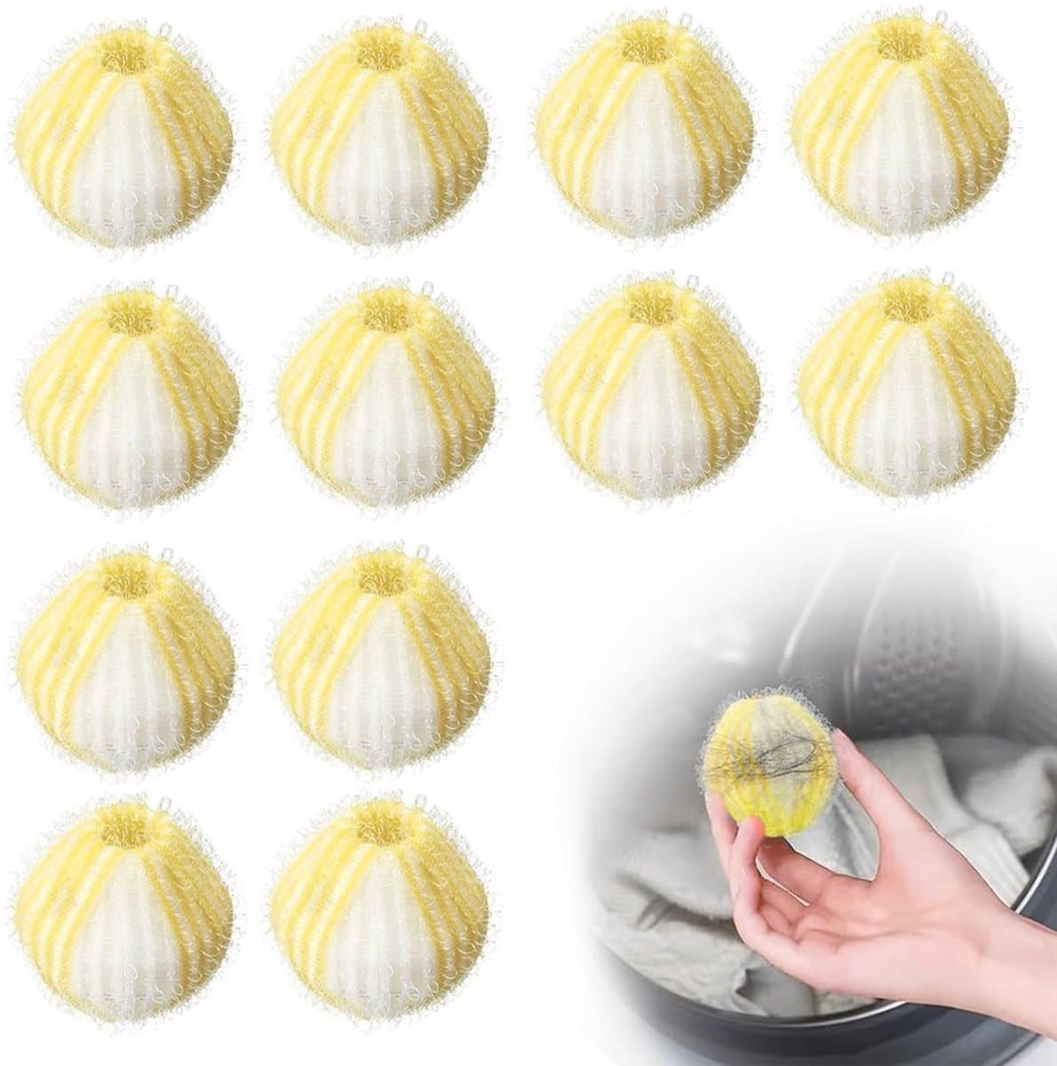 Dailygoods- Dierenhaarverwijderaar - 12 Stuks - Herbruikbare Wasballen - Pluisballen Wasmachine - Voor Thuis/Slaapzaal - Efficiënte Haarverwijdering — afbeelding 1